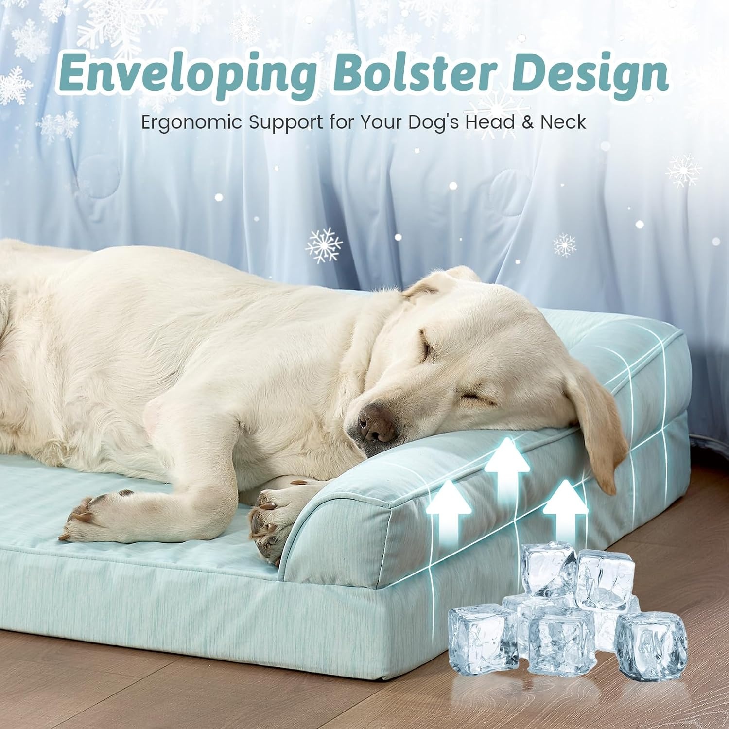image:imageCOZY KISS Cooling Dog Bed for Summer Orthopedic Foam Dog Bed with Sides Removable Washable Cover amp Waterproof Lining QMax gt04 Cool Pet Beds for Large Dogs Grey 42 L x 30 W x 7 ThGreen