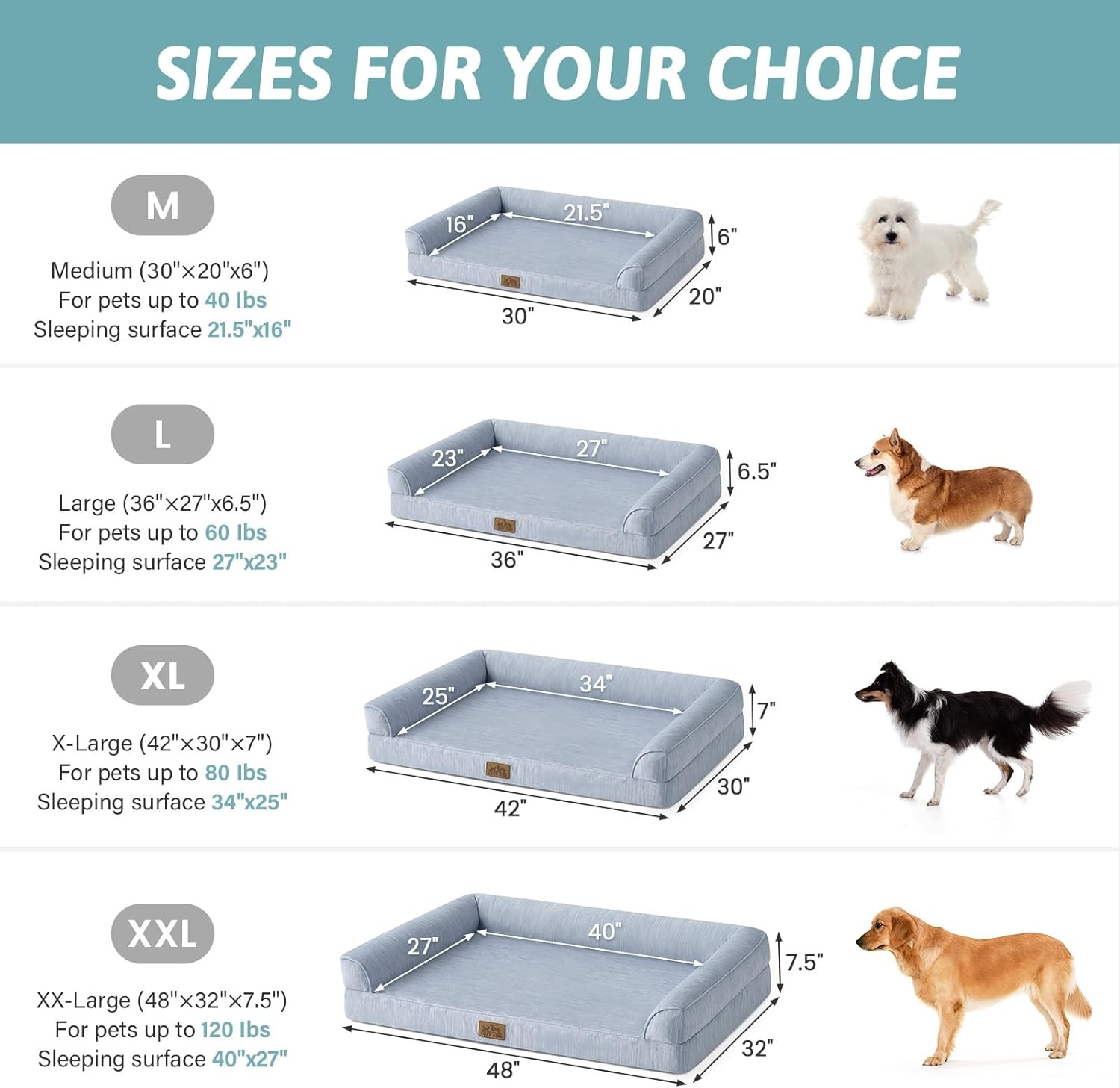 image:imageCOZY KISS Cooling Dog Bed for Summer Orthopedic Foam Dog Bed with Sides Removable Washable Cover amp Waterproof Lining QMax gt04 Cool Pet Beds for Large Dogs Grey 42 L x 30 W x 7 ThBlue