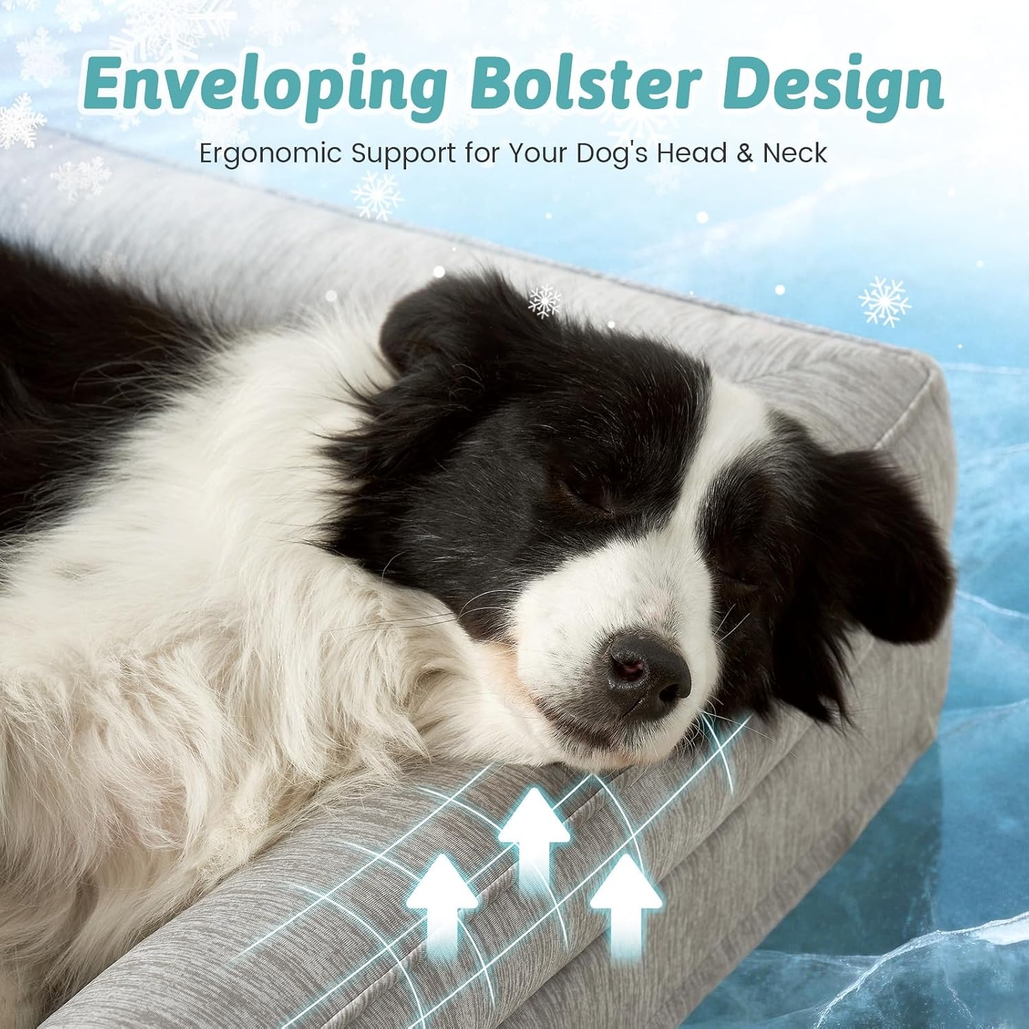 image:imageCOZY KISS Cooling Dog Bed for Summer Orthopedic Foam Dog Bed with Sides Removable Washable Cover amp Waterproof Lining QMax gt04 Cool Pet Beds for Large Dogs Grey 42 L x 30 W x 7 ThGrey