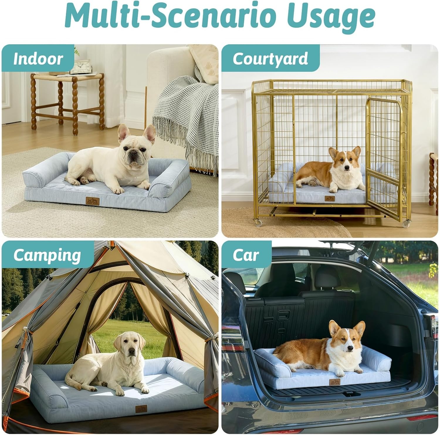 image:imageCOZY KISS Cooling Dog Bed for Summer Orthopedic Foam Dog Bed with Sides Removable Washable Cover amp Waterproof Lining QMax gt04 Cool Pet Beds for Large Dogs Grey 42 L x 30 W x 7 ThBlue