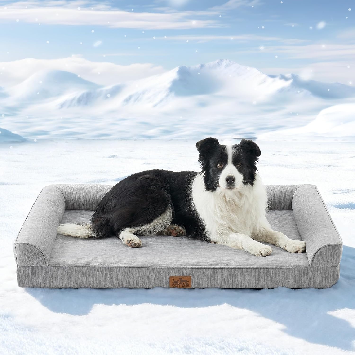 image:imageCOZY KISS Cooling Dog Bed for Summer Orthopedic Foam Dog Bed with Sides Removable Washable Cover amp Waterproof Lining QMax gt04 Cool Pet Beds for Large Dogs Grey 42 L x 30 W x 7 ThGrey