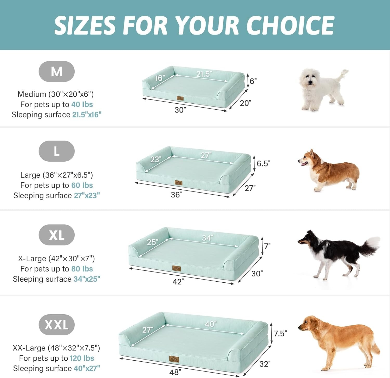 image:imageCOZY KISS Cooling Dog Bed for Summer Orthopedic Foam Dog Bed with Sides Removable Washable Cover amp Waterproof Lining QMax gt04 Cool Pet Beds for Large Dogs Grey 42 L x 30 W x 7 ThGreen