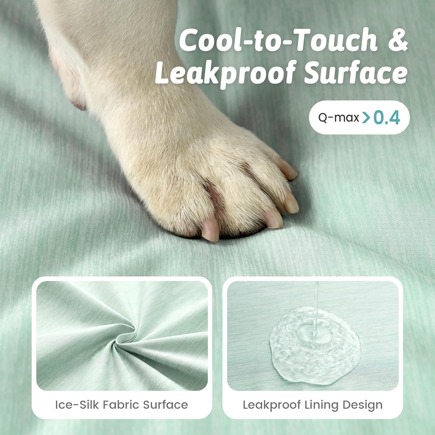 image:imageCOZY KISS Cooling Dog Bed for Summer Orthopedic Foam Dog Bed with Sides Removable Washable Cover amp Waterproof Lining QMax gt04 Cool Pet Beds for Large Dogs Grey 42 L x 30 W x 7 ThGreen