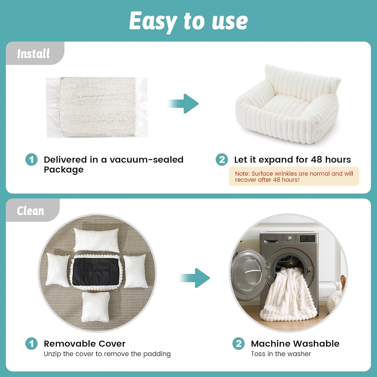 image:imageCOZY KISS Cute Cat Couch Fluffy Sofa Bed for Cats and Small Dogs Premium Faux Rabbit Fur Cats beds for Indoor Cat UltraSoft Supportive Pet Couch Furniture Grey S 255x175Cream