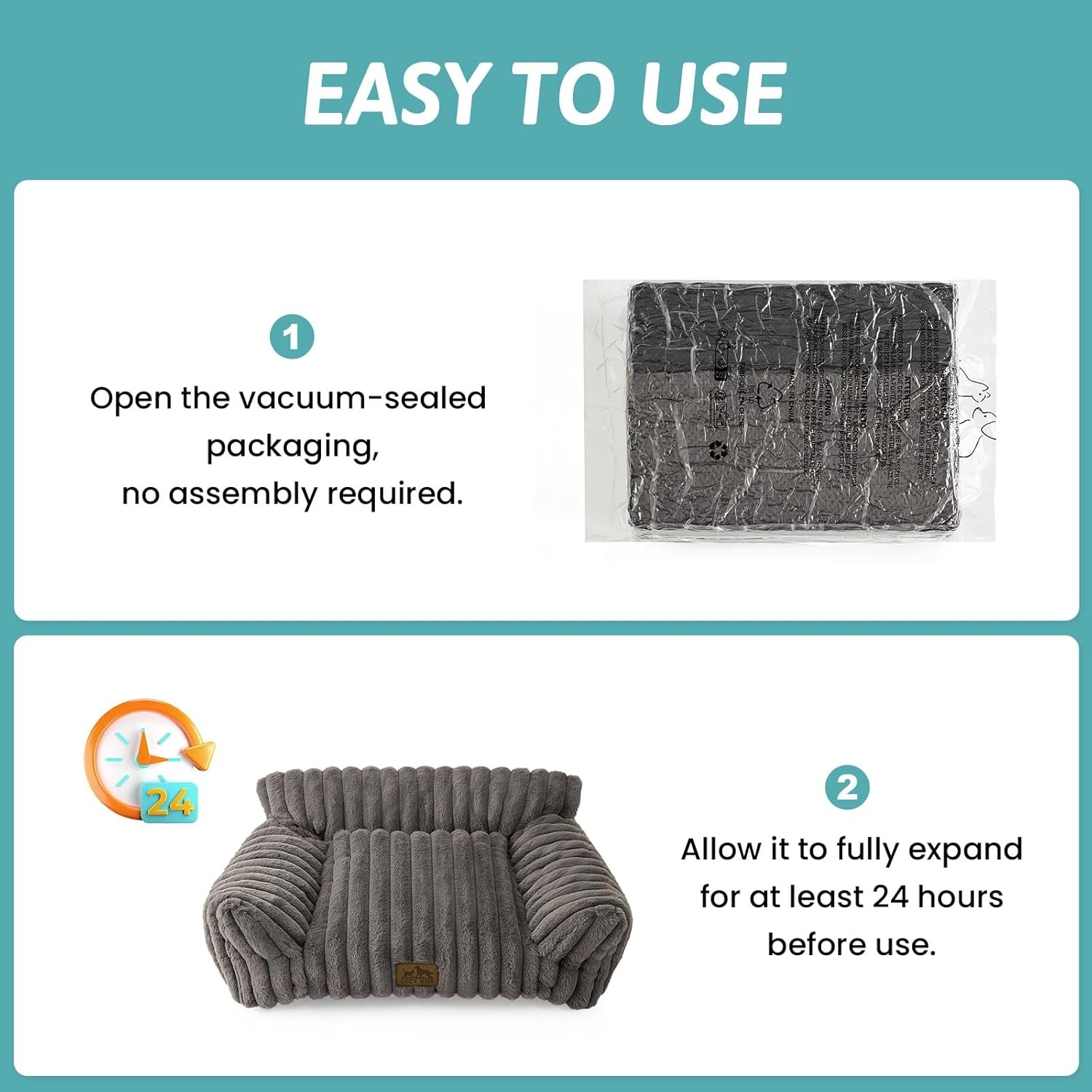 image:imageCOZY KISS Cute Cat Couch Fluffy Sofa Bed for Cats and Small Dogs Premium Faux Rabbit Fur Cats beds for Indoor Cat UltraSoft Supportive Pet Couch Furniture Grey S 255x175Grey
