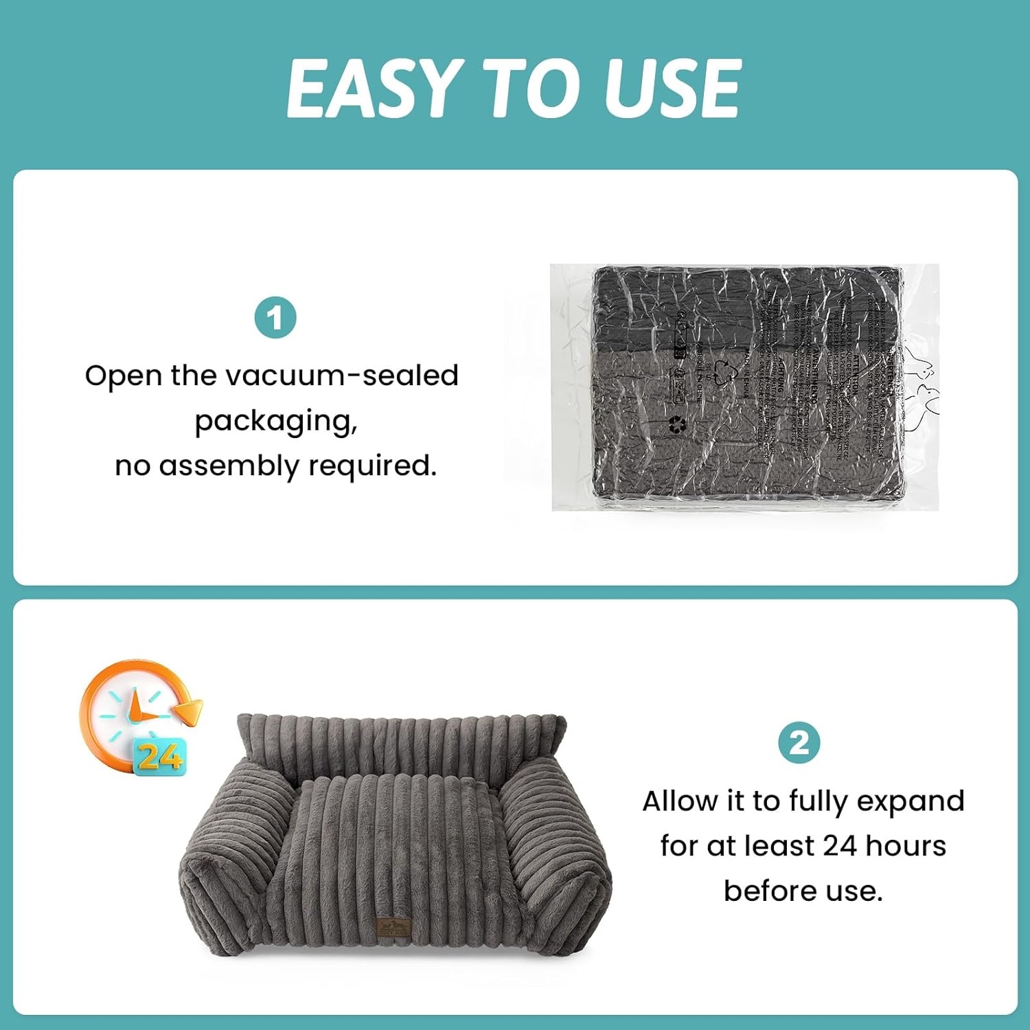 image:imageCOZY KISS Cute Cat Couch Fluffy Sofa Bed for Cats and Small Dogs Premium Faux Rabbit Fur Cats beds for Indoor Cat UltraSoft Supportive Pet Couch Furniture Grey S 255x175Grey