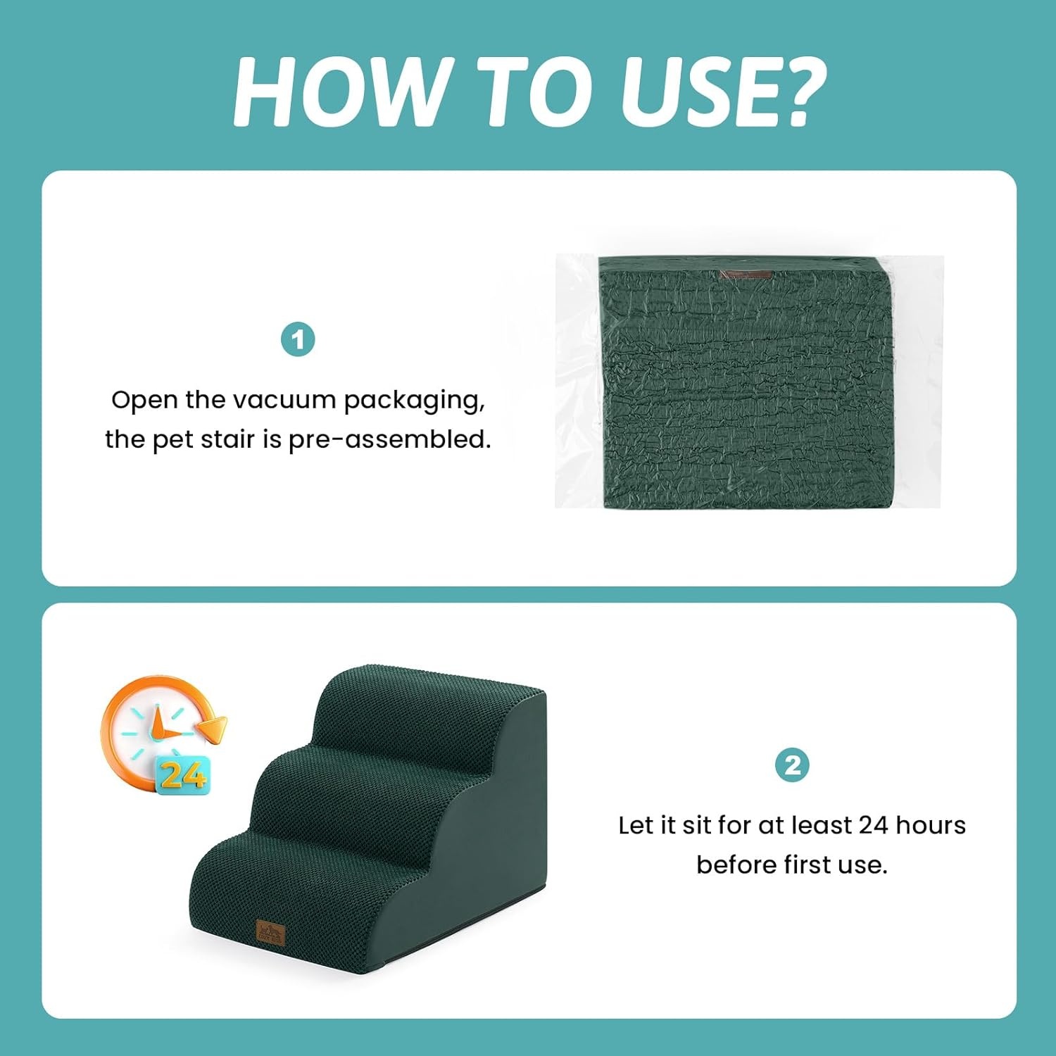 image:imageCOZY KISS Dog Stairs for Small Dog 226 H Curved Pet Step for Puppy Older Cat Medium Pet Ramp for High Bed Ladder with High Density Foam Durable 5 Step 157x33x226 inch GreyDark Green