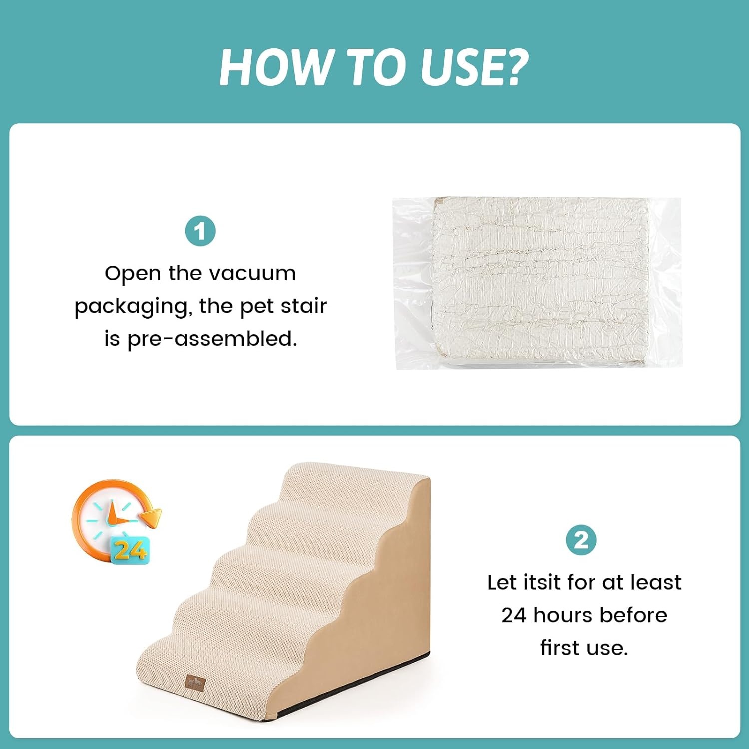image:imageCOZY KISS Dog Stairs for Small Dog 226 H Curved Pet Step for Puppy Older Cat Medium Pet Ramp for High Bed Ladder with High Density Foam Durable 5 Step 157x33x226 inch GreyBeige
