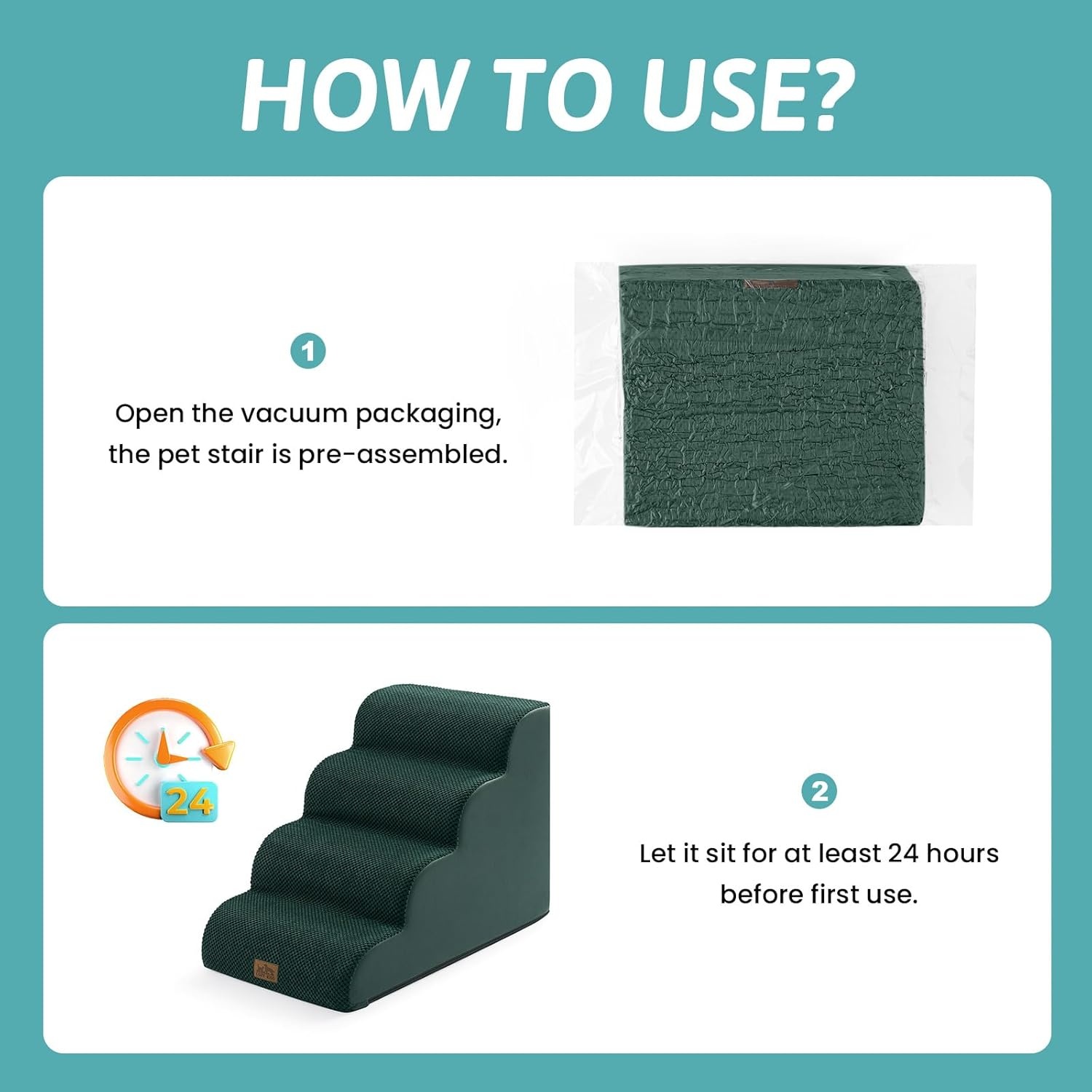 image:imageCOZY KISS Dog Stairs for Small Dog 226 H Curved Pet Step for Puppy Older Cat Medium Pet Ramp for High Bed Ladder with High Density Foam Durable 5 Step 157x33x226 inch GreyDark Green