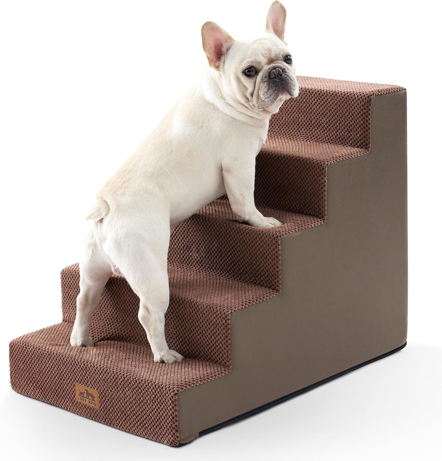 image:imageCOZY KISS Dog Stairs for Small Dogs 4 Tier Wider Pet Stairs for Couch and Beds 177 H NonSlip Dog Steps for Old Cats Puppy Small Medium Dogs 177x236x177 inch BeigeBrown