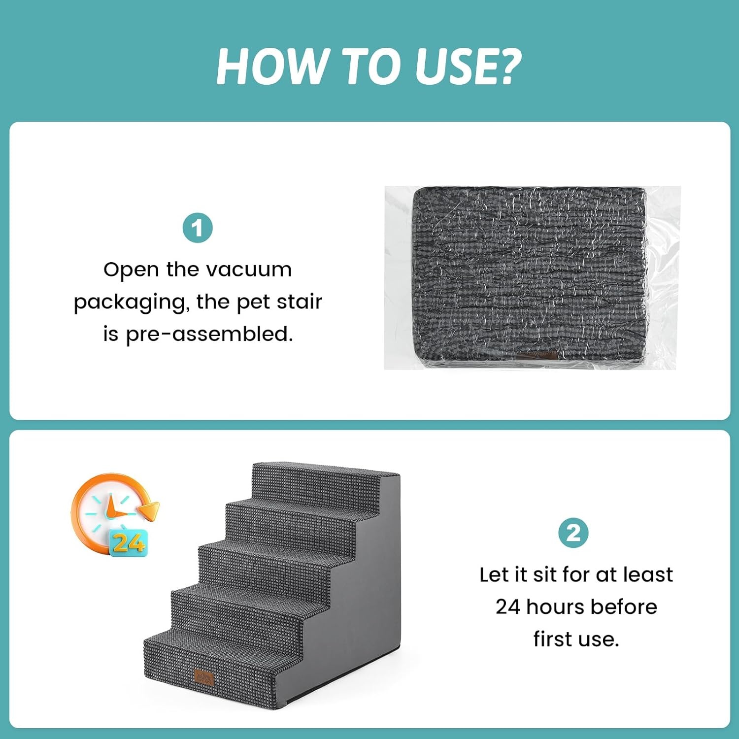image:imageCOZY KISS Dog Stairs for Small Dogs 4 Tier Wider Pet Stairs for Couch and Beds 177 H NonSlip Dog Steps for Old Cats Puppy Small Medium Dogs 177x236x177 inch BeigeDark Grey
