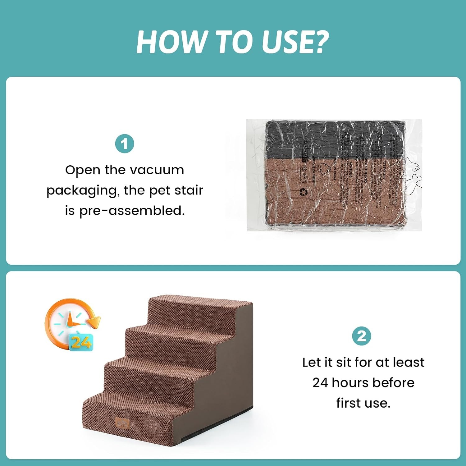 image:imageCOZY KISS Dog Stairs for Small Dogs 4 Tier Wider Pet Stairs for Couch and Beds 177 H NonSlip Dog Steps for Old Cats Puppy Small Medium Dogs 177x236x177 inch BeigeBrown