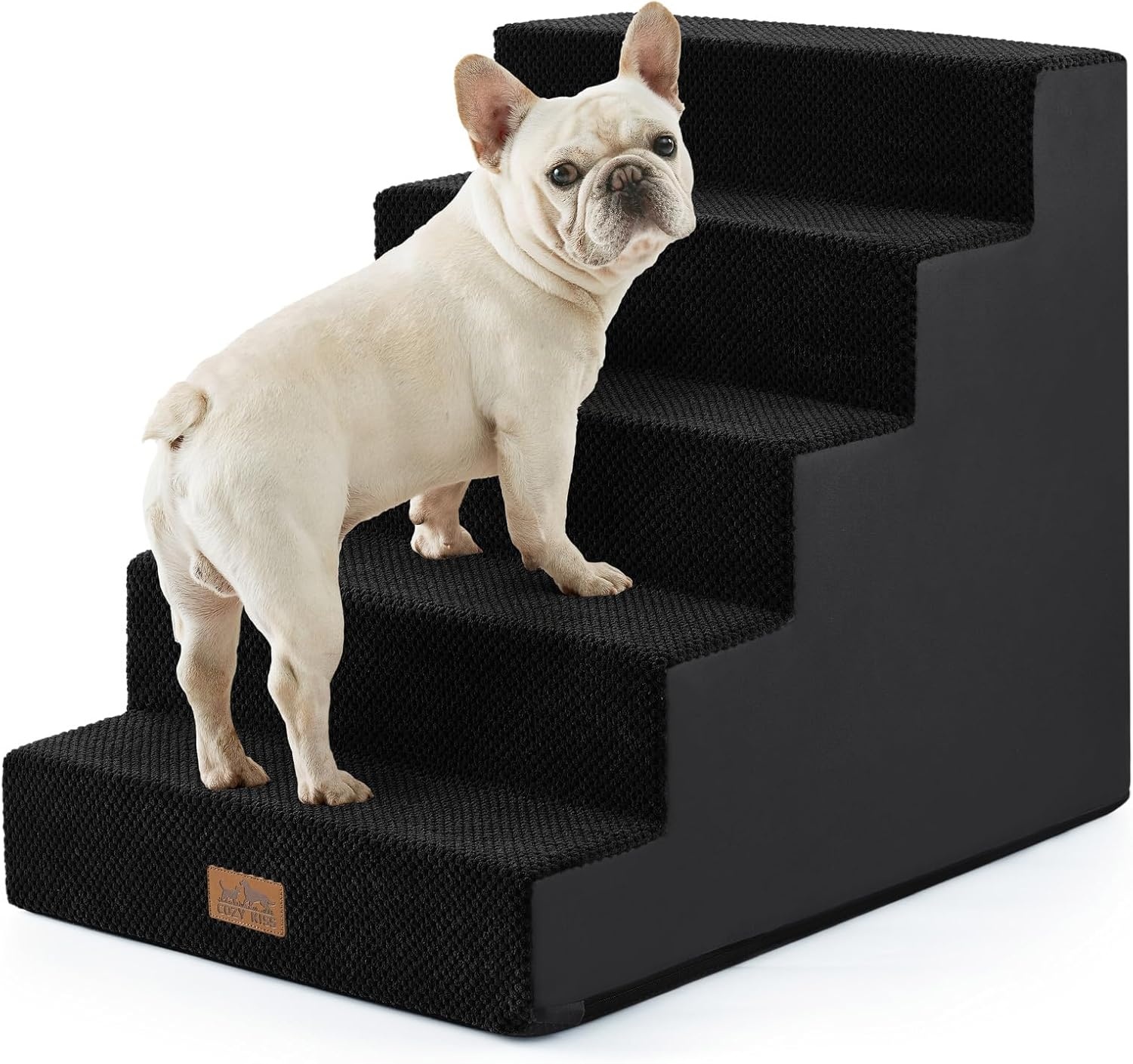 image:imageCOZY KISS Dog Stairs for Small Dogs 4 Tier Wider Pet Stairs for Couch and Beds 177 H NonSlip Dog Steps for Old Cats Puppy Small Medium Dogs 177x236x177 inch BeigeBlack