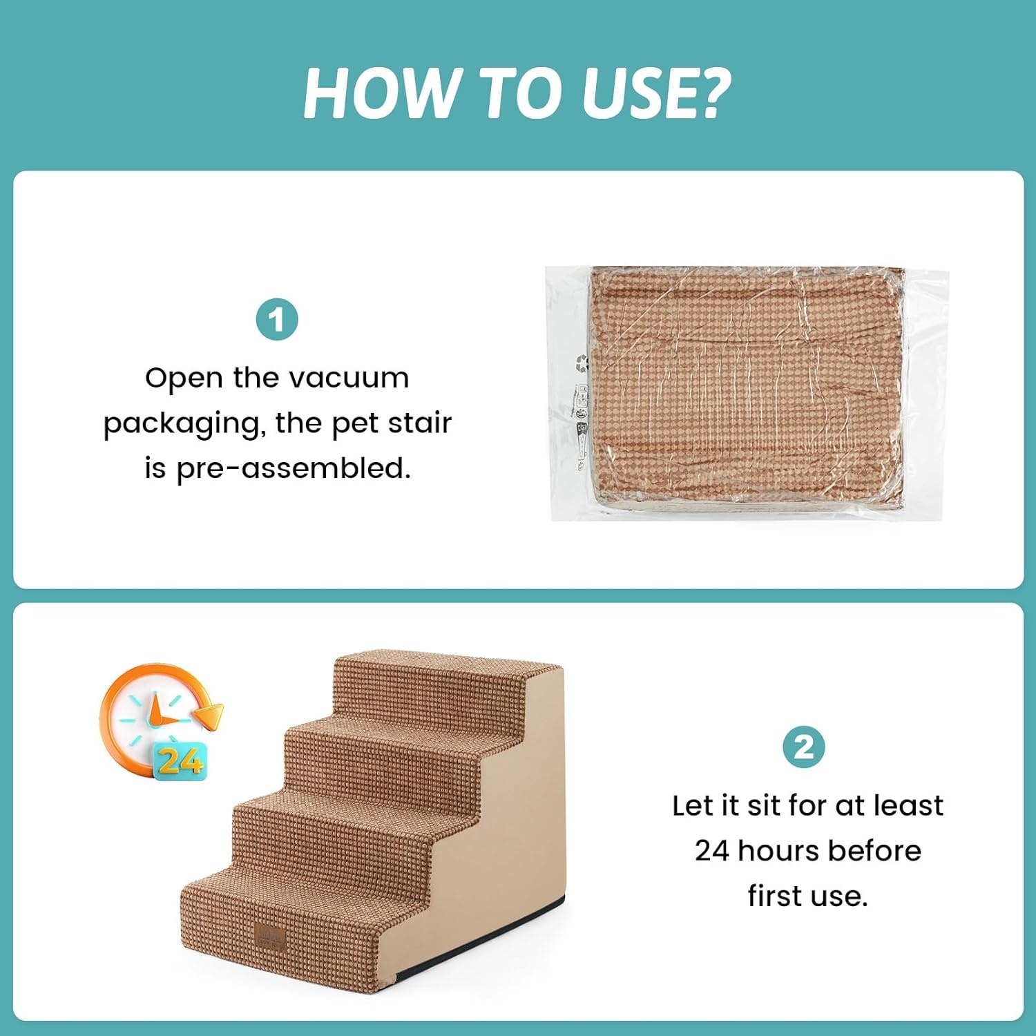 image:imageCOZY KISS Dog Stairs for Small Dogs 4 Tier Wider Pet Stairs for Couch and Beds 177 H NonSlip Dog Steps for Old Cats Puppy Small Medium Dogs 177x236x177 inch BeigeLight Brown