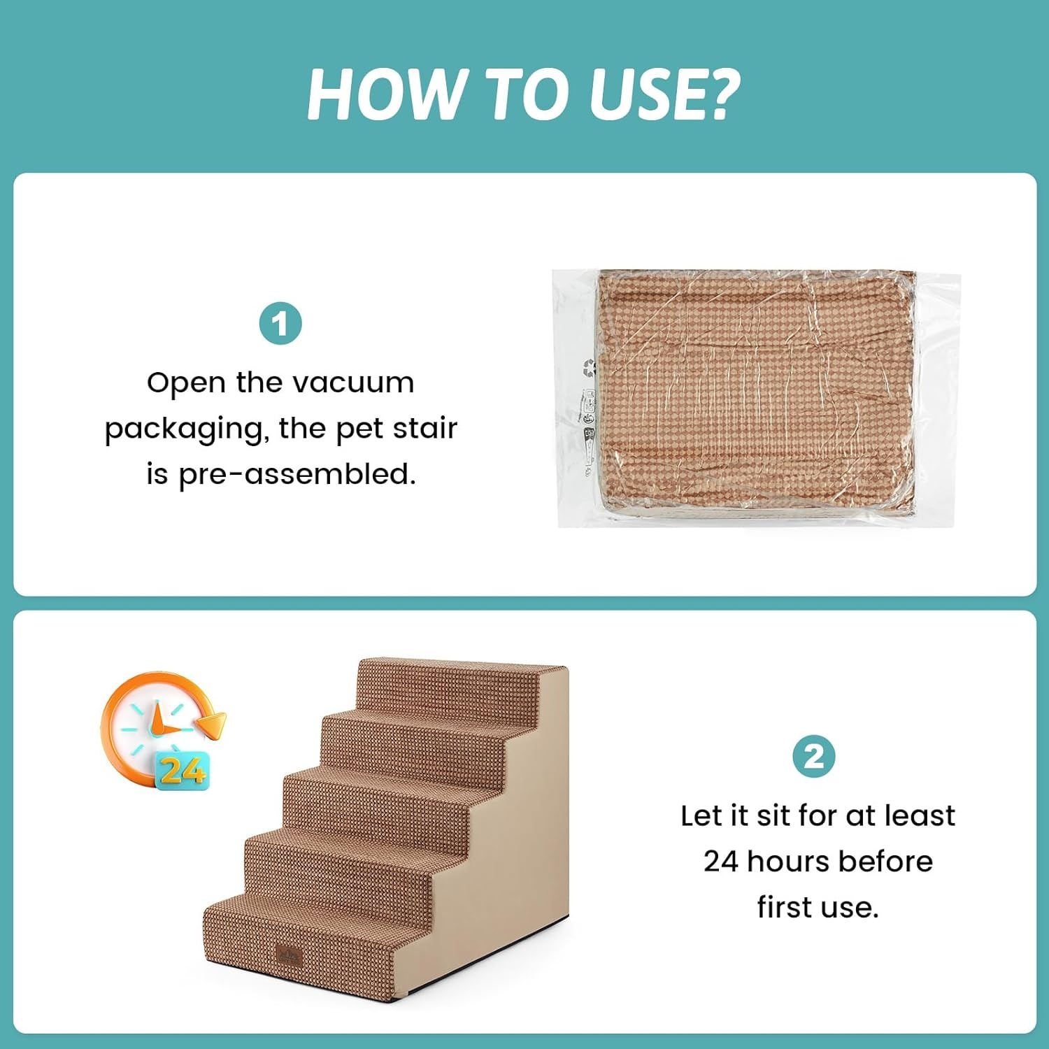 image:imageCOZY KISS Dog Stairs for Small Dogs 4 Tier Wider Pet Stairs for Couch and Beds 177 H NonSlip Dog Steps for Old Cats Puppy Small Medium Dogs 177x236x177 inch BeigeLight Brown