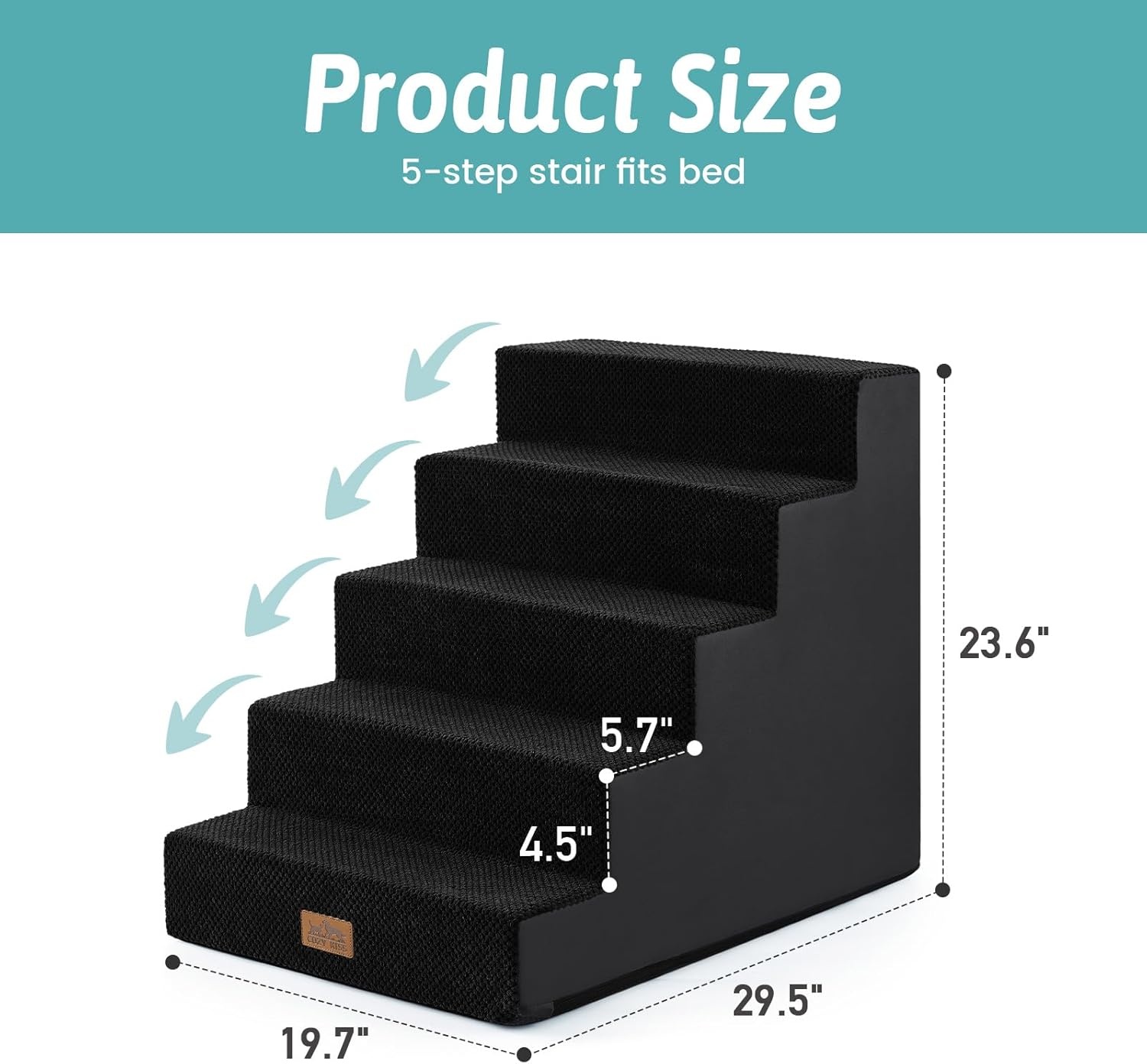 image:imageCOZY KISS Dog Stairs for Small Dogs 4 Tier Wider Pet Stairs for Couch and Beds 177 H NonSlip Dog Steps for Old Cats Puppy Small Medium Dogs 177x236x177 inch BeigeBlack