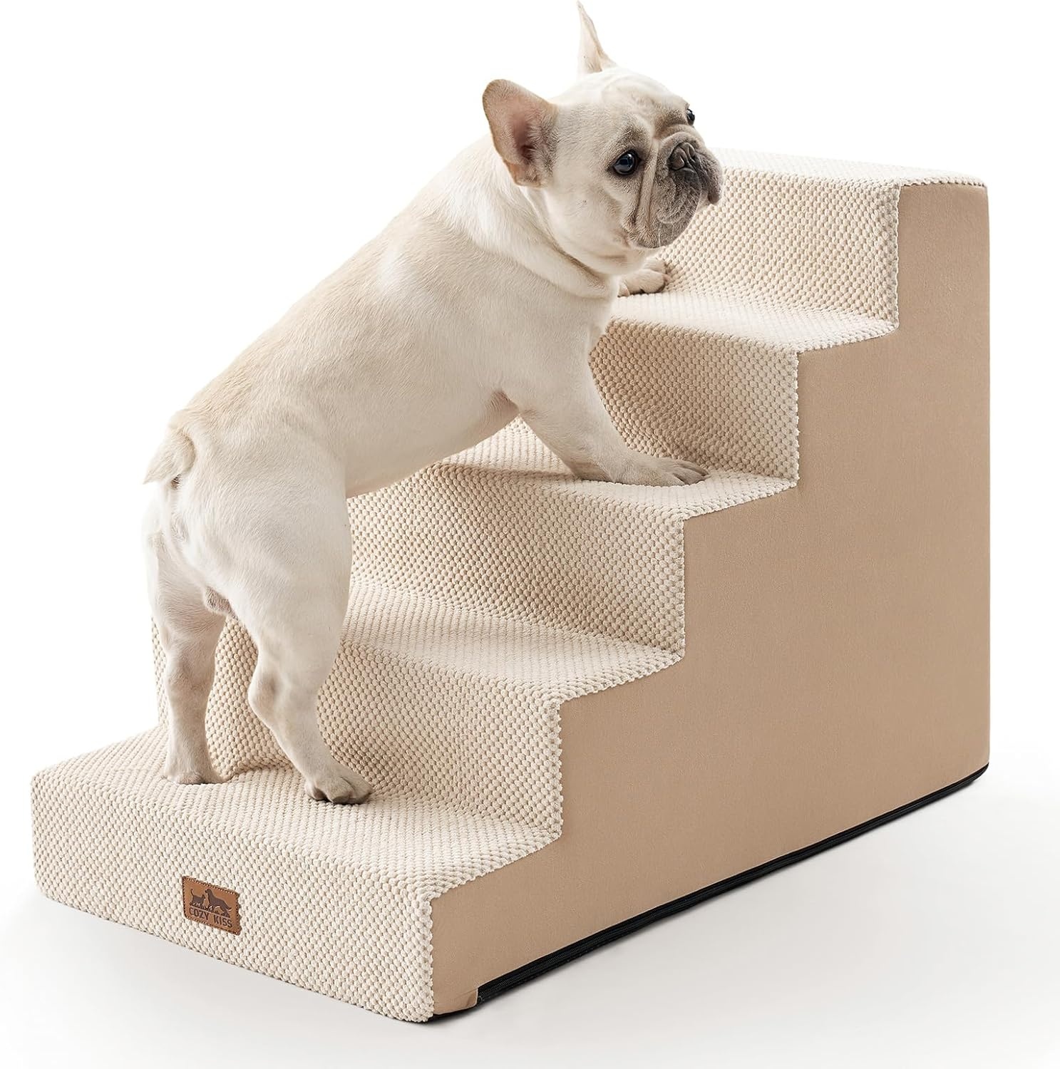 image:imageCOZY KISS Dog Stairs for Small Dogs 4 Tier Wider Pet Stairs for Couch and Beds 177 H NonSlip Dog Steps for Old Cats Puppy Small Medium Dogs 177x236x177 inch BeigeBeige