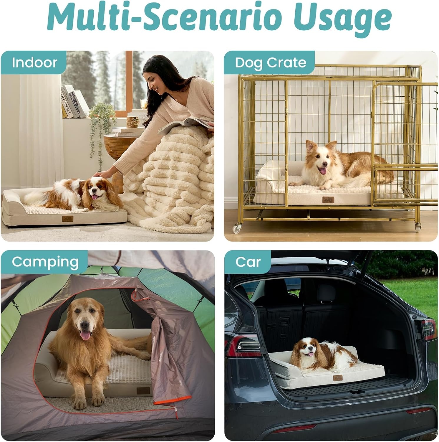 image:imageCOZY KISS Orthopedic Dog Bed for Extra Large Dog 44x32 inch XL Pet Sofa Bolster Foam Bed with Sides NonSlip and EggCrate Big Dog Couch Bed with Washable Removable Cover GreyBeige