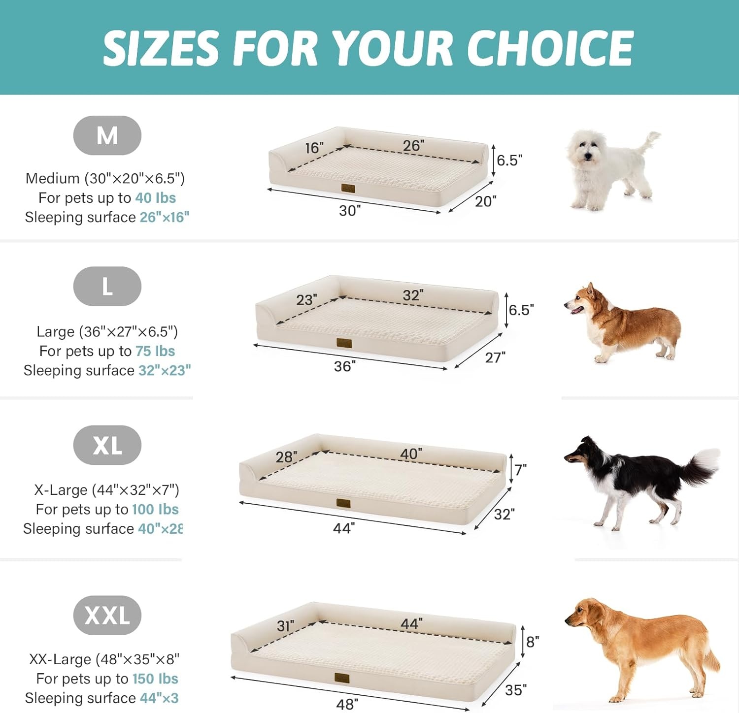 image:imageCOZY KISS Orthopedic Dog Bed for Extra Large Dog 44x32 inch XL Pet Sofa Bolster Foam Bed with Sides NonSlip and EggCrate Big Dog Couch Bed with Washable Removable Cover GreyBeige
