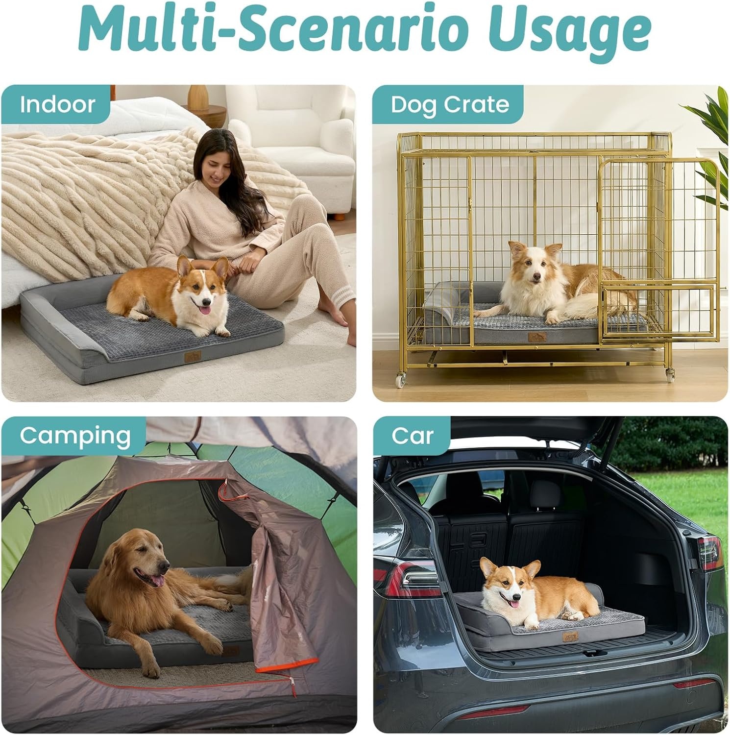 image:imageCOZY KISS Orthopedic Dog Bed for Extra Large Dog 44x32 inch XL Pet Sofa Bolster Foam Bed with Sides NonSlip and EggCrate Big Dog Couch Bed with Washable Removable Cover GreyGrey