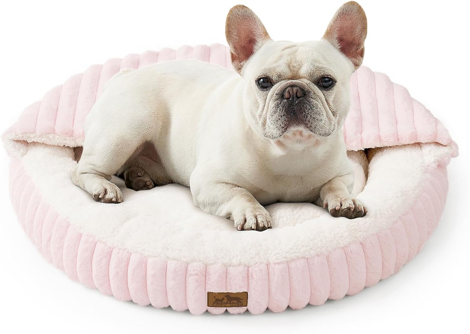 image:imageCat Bed with Hooded Blanket Round Fluffy AntiAnxiety Pet Bed for CatsToy Breed Dogs Cozy Donut Cuddler with Machine Washable Faux Fur amp AntiSlip Bottom20206GreyPink