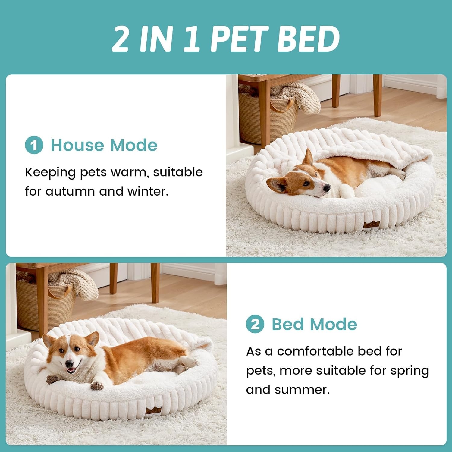 image:imageCat Bed with Hooded Blanket Round Fluffy AntiAnxiety Pet Bed for CatsToy Breed Dogs Cozy Donut Cuddler with Machine Washable Faux Fur amp AntiSlip Bottom20206GreyCream