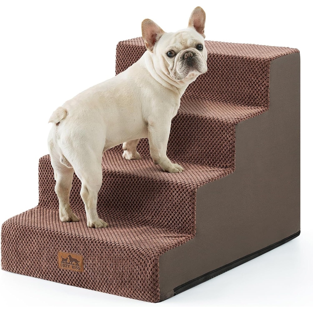 image:imageCOZY KISS Dog Stairs for Small Dogs 4 Tier Wider Pet Stairs for Couch and Beds 177 H NonSlip Dog Steps for Old Cats Puppy Small Medium Dogs 177x236x177 inch BeigeBrown