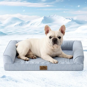 image:imageCOZY KISS Cooling Dog Bed for Summer Orthopedic Foam Dog Bed with Sides Removable Washable Cover amp Waterproof Lining QMax gt04 Cool Pet Beds for Large Dogs Grey 42 L x 30 W x 7 ThBlue