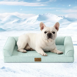 image:imageCOZY KISS Cooling Dog Bed for Summer Orthopedic Foam Dog Bed with Sides Removable Washable Cover amp Waterproof Lining QMax gt04 Cool Pet Beds for Large Dogs Grey 42 L x 30 W x 7 ThGreen