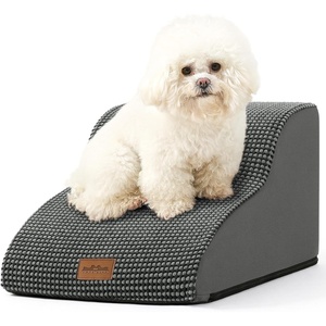 image:imageCOZY KISS Dog Stairs for Small Dog 226 H Curved Pet Step for Puppy Older Cat Medium Pet Ramp for High Bed Ladder with High Density Foam Durable 5 Step 157x33x226 inch GreyCharcoal Grey