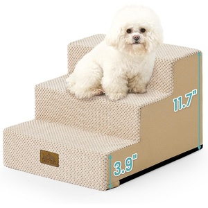 image:imageCOZY KISS Dog Stairs for Small Dogs 4 Tier Wider Pet Stairs for Couch and Beds 177 H NonSlip Dog Steps for Old Cats Puppy Small Medium Dogs 177x236x177 inch BeigeSlopeBeige