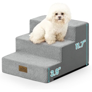 image:imageCOZY KISS Dog Stairs for Small Dogs 4 Tier Wider Pet Stairs for Couch and Beds 177 H NonSlip Dog Steps for Old Cats Puppy Small Medium Dogs 177x236x177 inch BeigeSlopeGrey