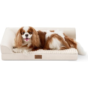 image:imageCOZY KISS Orthopedic Dog Bed for Extra Large Dog 44x32 inch XL Pet Sofa Bolster Foam Bed with Sides NonSlip and EggCrate Big Dog Couch Bed with Washable Removable Cover GreyBeige