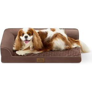 image:imageCOZY KISS Orthopedic Dog Bed for Extra Large Dog 44x32 inch XL Pet Sofa Bolster Foam Bed with Sides NonSlip and EggCrate Big Dog Couch Bed with Washable Removable Cover GreyBrown