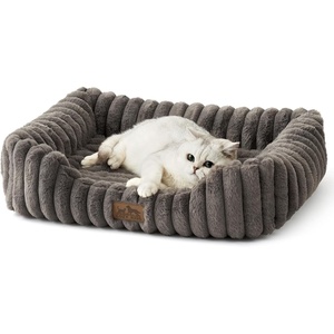 image:imageCOZY KISS Orthopedic Dog Bed for Small Dogs amp Cats  Washable Rectangle Pet Bed with AntiSlip Bottom Soft Calming Cat amp Puppy Bed for Indoor Pets 25x21x6 GreyGrey