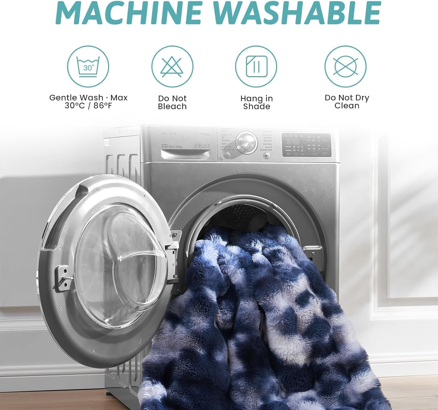 image:imageCOZY KISS Couch Cover for Dogs Washable Ultra Soft Faux Fur Pet Sofa Pad for Car Seat Protector Liquid Pee Proof Cat Mat Warm Pad for Dresser Top 275x59 inch Tie Dye GreyTie Dye Blue