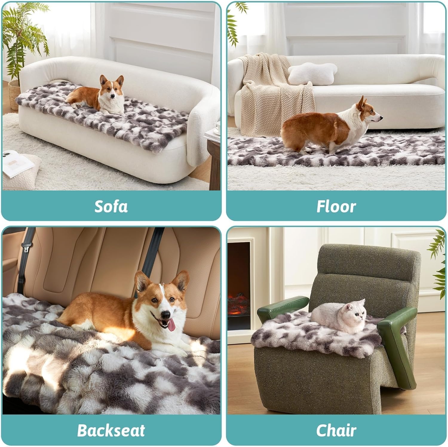 image:imageCOZY KISS Couch Cover for Dogs Washable Ultra Soft Faux Fur Pet Sofa Pad for Car Seat Protector Liquid Pee Proof Cat Mat Warm Pad for Dresser Top 275x59 inch Tie Dye GreyTie Dye Grey