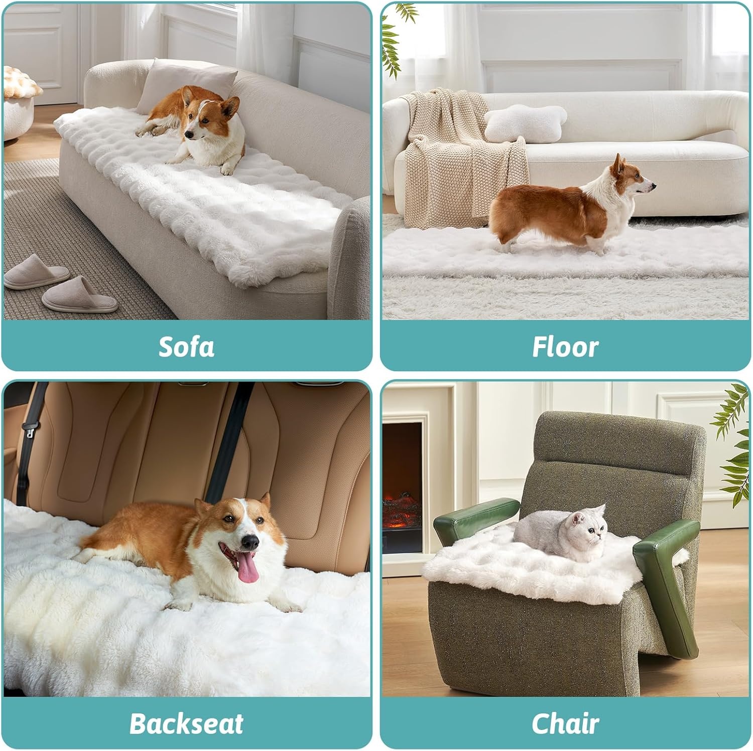 image:imageCOZY KISS Couch Cover for Dogs Washable Ultra Soft Faux Fur Pet Sofa Pad for Car Seat Protector Liquid Pee Proof Cat Mat Warm Pad for Dresser Top 275x59 inch Tie Dye GreyCream