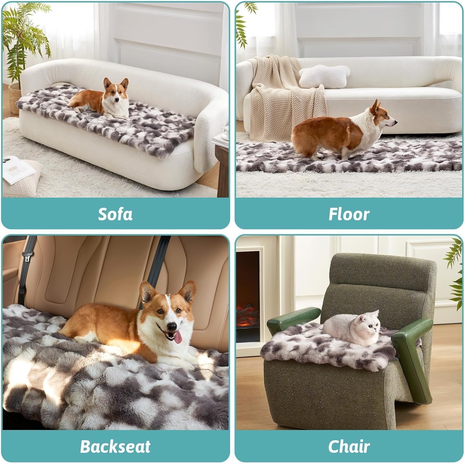 image:imageCOZY KISS Couch Cover for Dogs Washable Ultra Soft Faux Fur Pet Sofa Pad for Car Seat Protector Liquid Pee Proof Cat Mat Warm Pad for Dresser Top 275x59 inch Tie Dye GreyTie Dye Grey