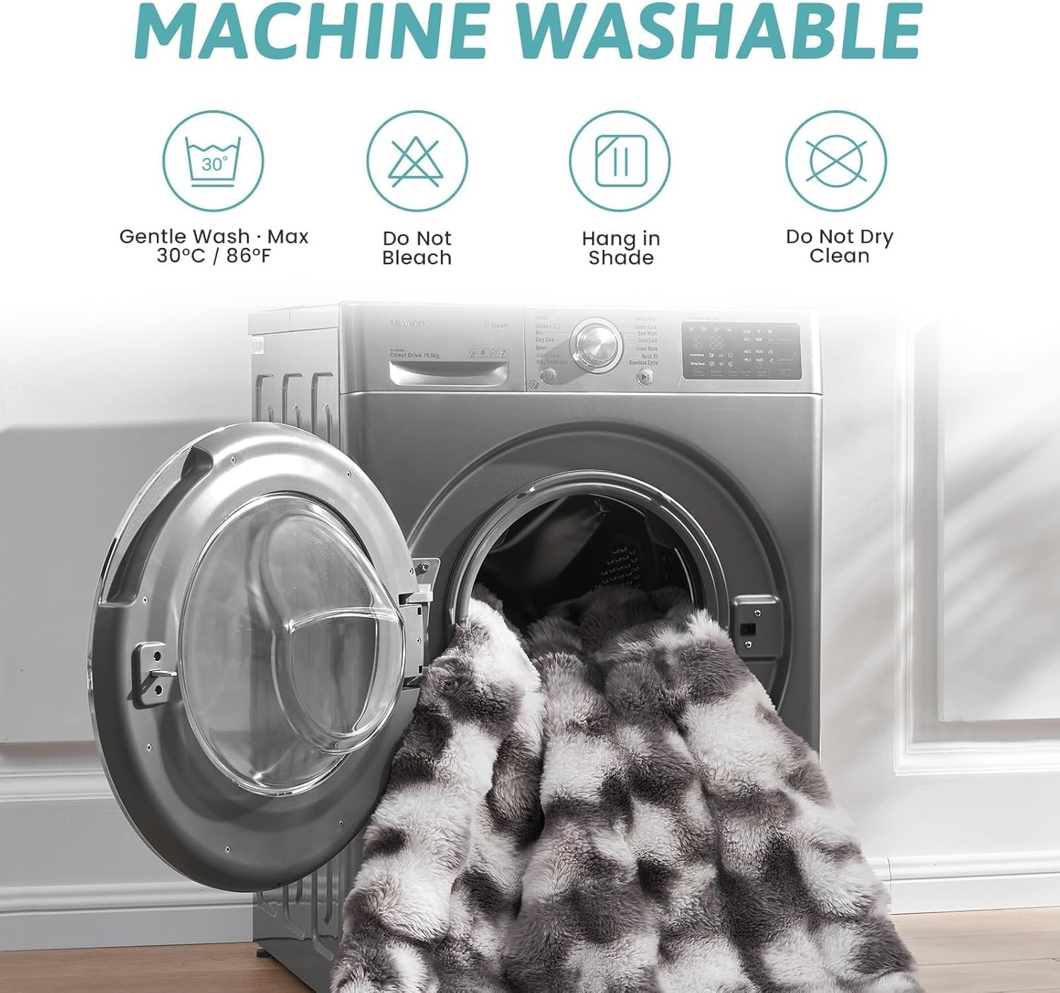 image:imageCOZY KISS Couch Cover for Dogs Washable Ultra Soft Faux Fur Pet Sofa Pad for Car Seat Protector Liquid Pee Proof Cat Mat Warm Pad for Dresser Top 275x59 inch Tie Dye GreyTie Dye Grey