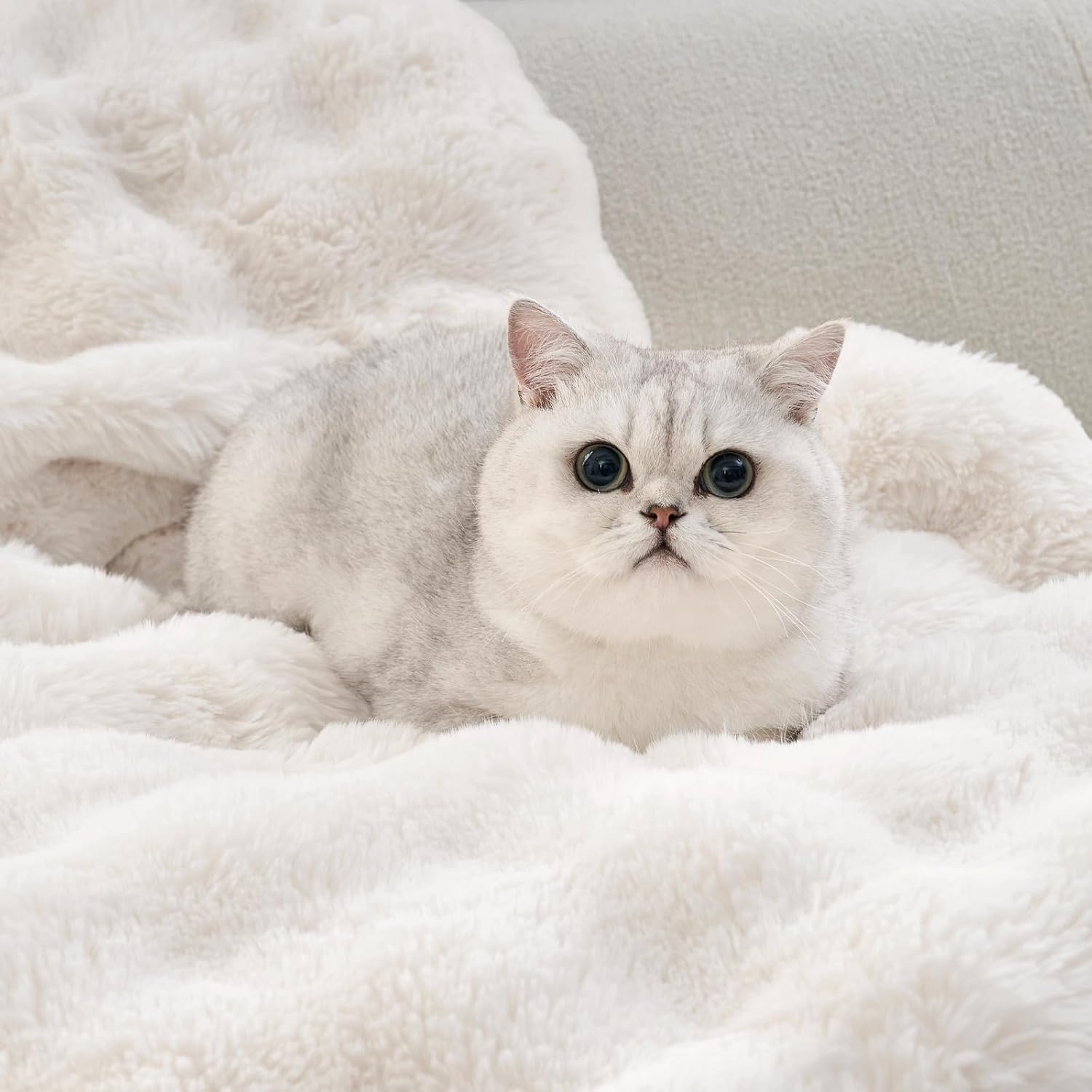 image:imageCOZY KISS Couch Cover for Dogs Washable Ultra Soft Faux Fur Pet Sofa Pad for Car Seat Protector Liquid Pee Proof Cat Mat Warm Pad for Dresser Top 275x59 inch Tie Dye GreyCream
