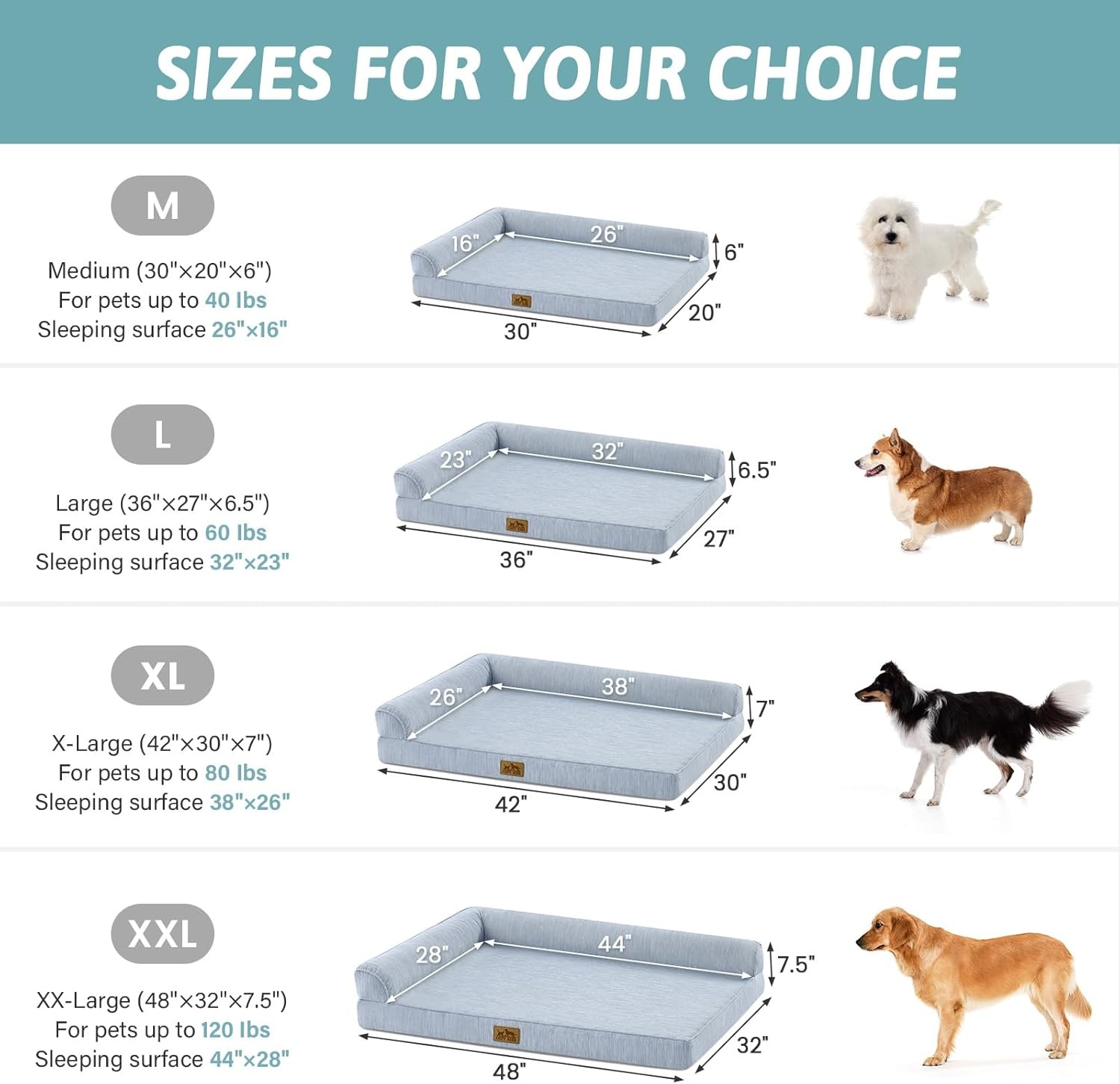image:imageCOZY KISS Cooling Dog Bed Orthopedic Foam Dog Bed with Sides Removable Cover amp Waterproof Lining and Nonskid Bottom Comfortable Pet Beds for Dogs Blue 42 L x 30 W x 7 ThBlue