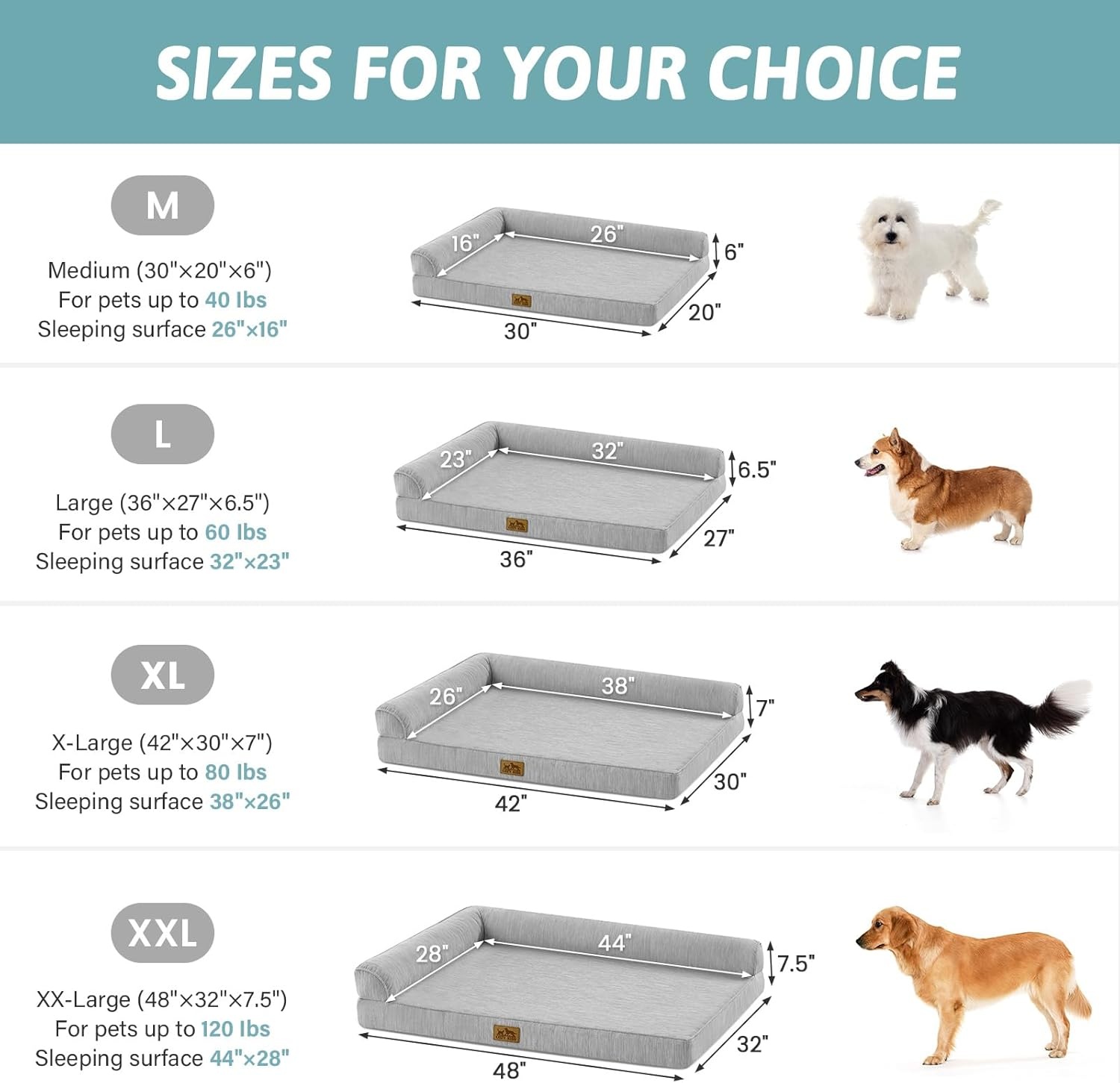 image:imageCOZY KISS Cooling Dog Bed Orthopedic Foam Dog Bed with Sides Removable Cover amp Waterproof Lining and Nonskid Bottom Comfortable Pet Beds for Dogs Blue 42 L x 30 W x 7 ThGrey