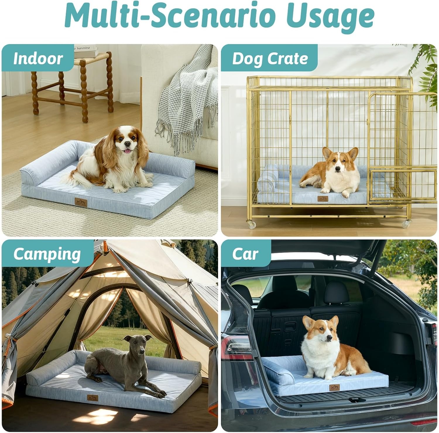 image:imageCOZY KISS Cooling Dog Bed Orthopedic Foam Dog Bed with Sides Removable Cover amp Waterproof Lining and Nonskid Bottom Comfortable Pet Beds for Dogs Blue 42 L x 30 W x 7 ThBlue