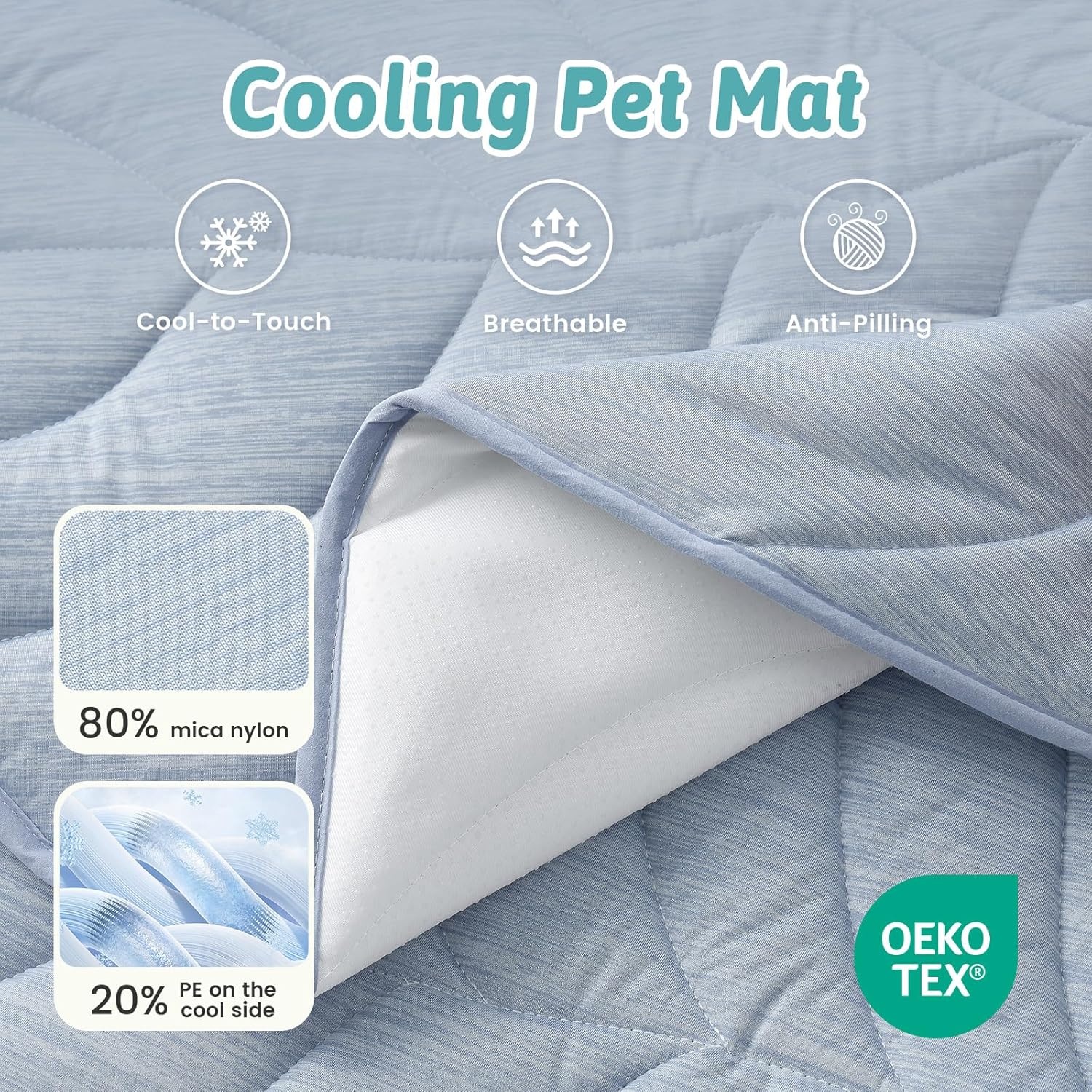 image:imageCOZY KISS Dog Cooling Mat Large QMax gt 04 Leaf Shaped Pet Pad Liquid Pee Proof Summer Mat for Cats Washable Sleep Blanket for Bed Couch Floor Indoor 33x28 inch Silver GreyBlue