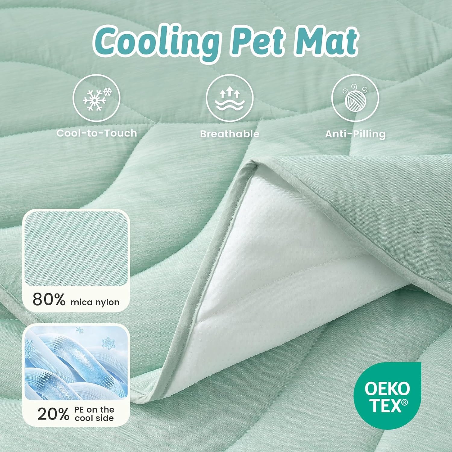 image:imageCOZY KISS Dog Cooling Mat Large QMax gt 04 Leaf Shaped Pet Pad Liquid Pee Proof Summer Mat for Cats Washable Sleep Blanket for Bed Couch Floor Indoor 33x28 inch Silver GreyGreen