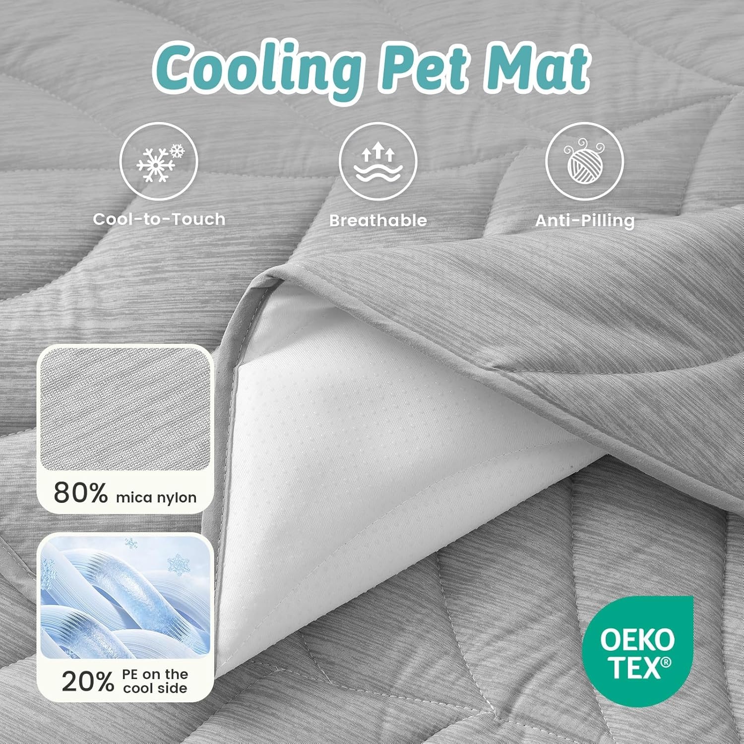 image:imageCOZY KISS Dog Cooling Mat Large QMax gt 04 Leaf Shaped Pet Pad Liquid Pee Proof Summer Mat for Cats Washable Sleep Blanket for Bed Couch Floor Indoor 33x28 inch Silver GreySilver Grey