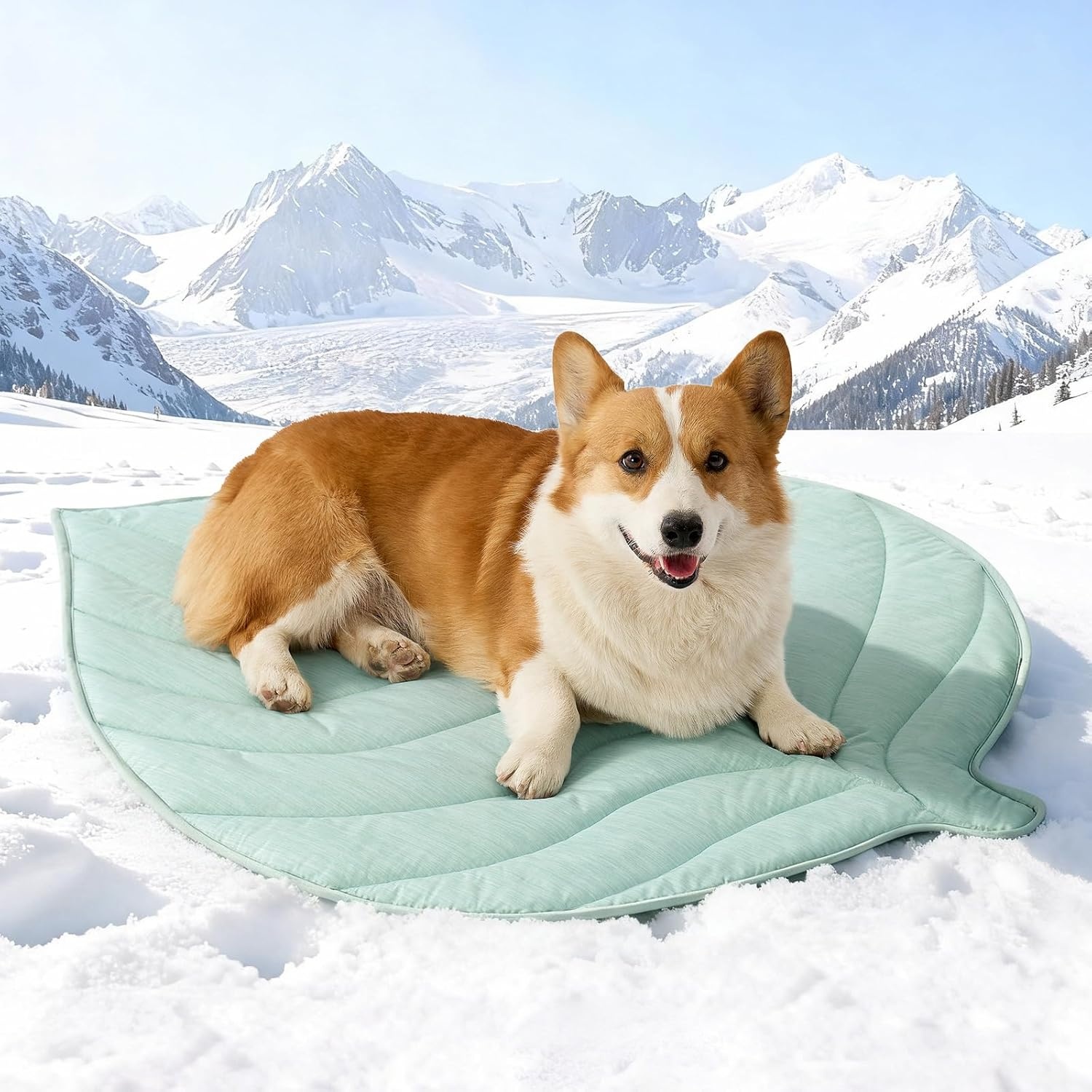 image:imageCOZY KISS Dog Cooling Mat Large QMax gt 04 Leaf Shaped Pet Pad Liquid Pee Proof Summer Mat for Cats Washable Sleep Blanket for Bed Couch Floor Indoor 33x28 inch Silver GreyGreen
