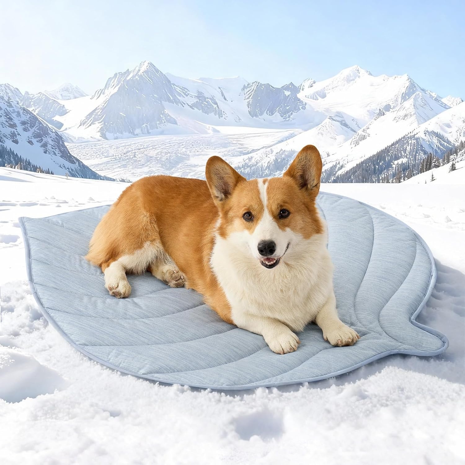image:imageCOZY KISS Dog Cooling Mat Large QMax gt 04 Leaf Shaped Pet Pad Liquid Pee Proof Summer Mat for Cats Washable Sleep Blanket for Bed Couch Floor Indoor 33x28 inch Silver GreyBlue