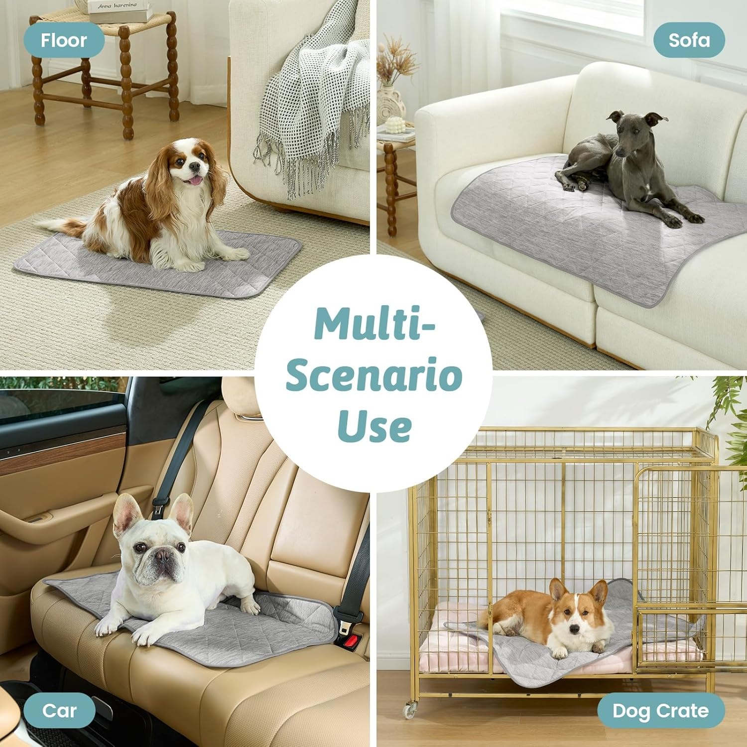 image:imageCOZY KISS Extra Large Dog Cooling Mat 52x82 QMaxgt04 Waterproof amp Leakproof Pet Bed Cover NonSlip Cooling Dog Blanket for Couch Floor Large Dogs GrayGray